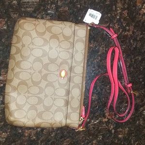 Pink and beige medium sized crossbody purse